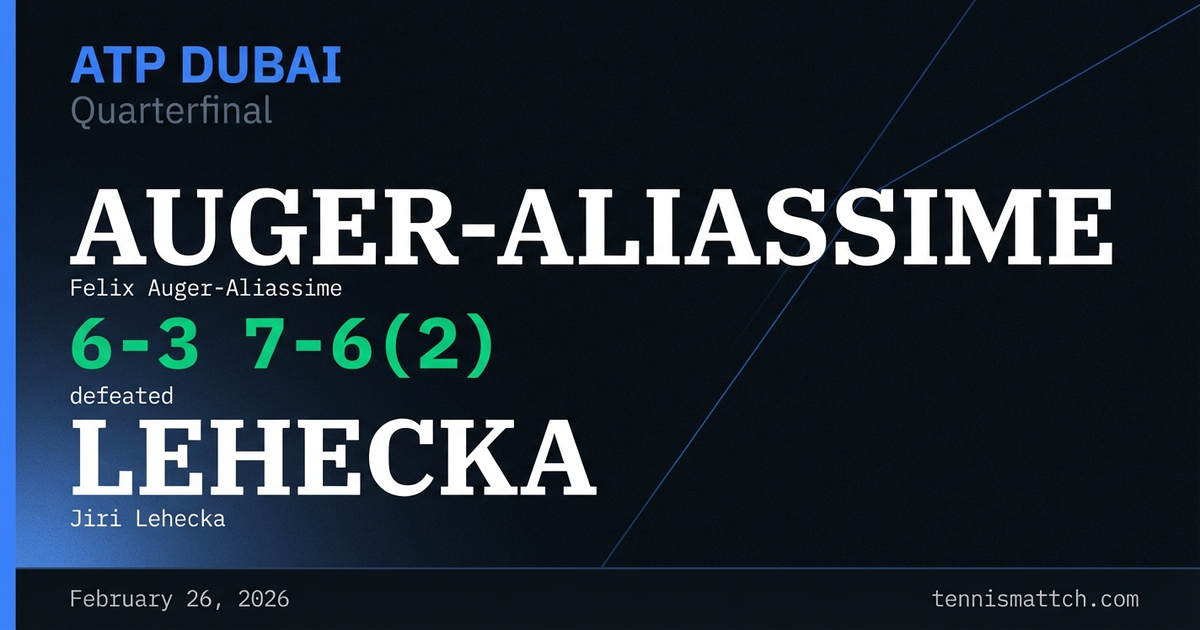 Felix Auger-Aliassime vs Jiri Lehecka — ATP Dubai 2026