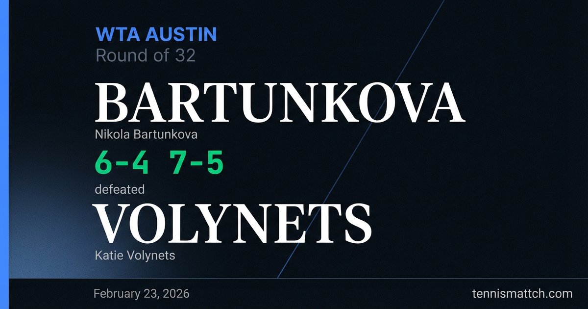 Nikola Bartunkova vs Katie Volynets — WTA Austin 2026