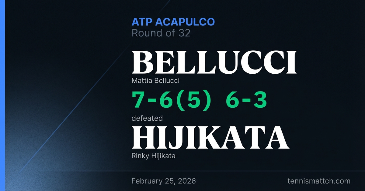 Mattia Bellucci vs Rinky Hijikata — ATP Acapulco 2026