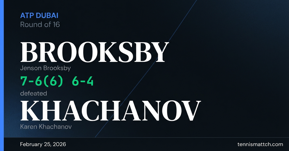 Jenson Brooksby vs Karen Khachanov — ATP Dubai 2026