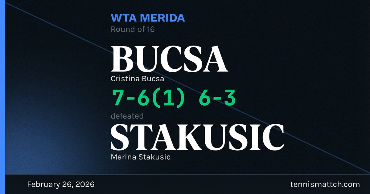 Cristina Bucsa vs Marina Stakusic — WTA Merida 2026