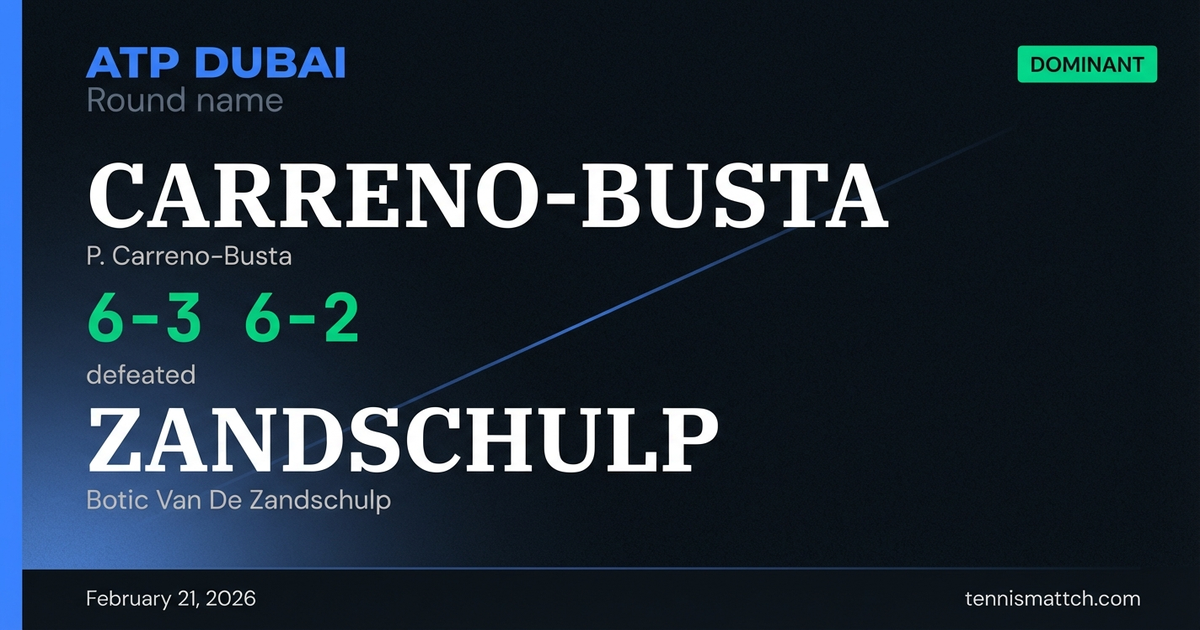 P. Carreno-Busta vs Botic Van De Zandschulp — Dubai 2026