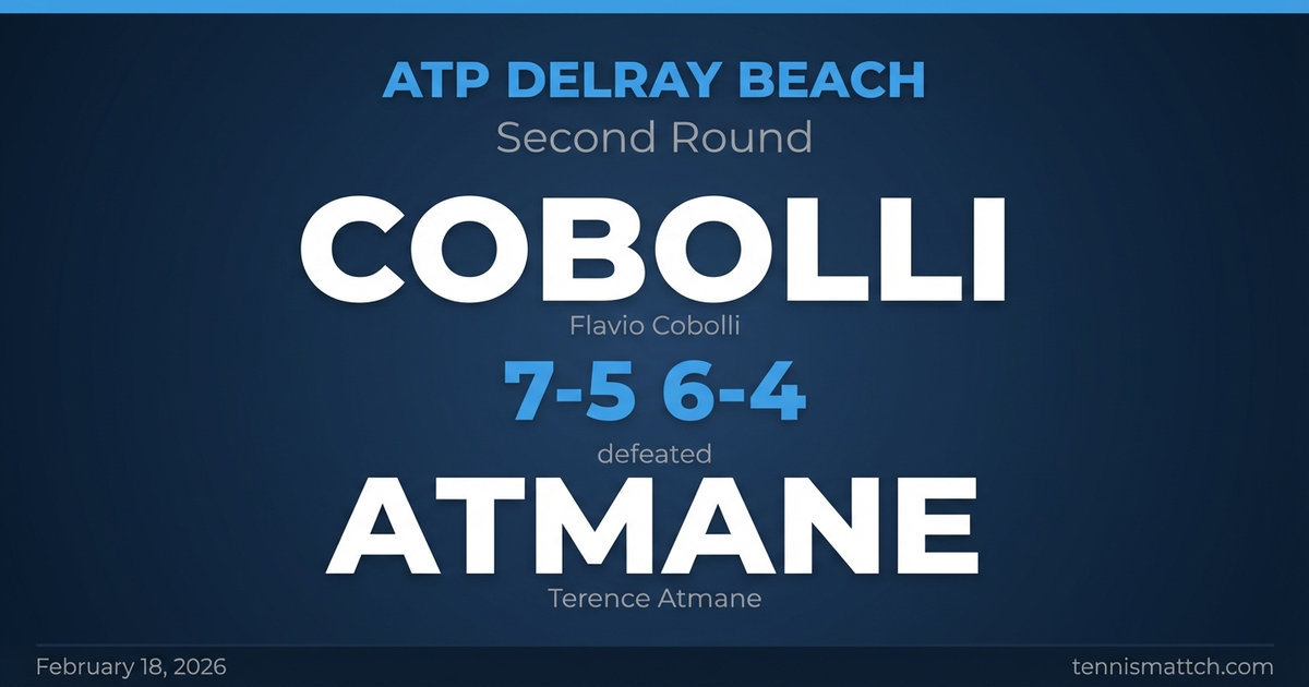 Flavio Cobolli vs Terence Atmane — ATP Delray Beach 2026