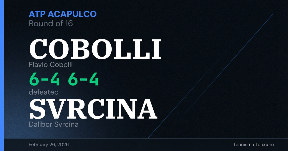 Flavio Cobolli vs Dalibor Svrcina — ATP Acapulco 2026