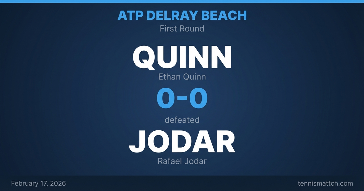 Ethan Quinn vs Rafael Jodar — ATP Delray Beach 2026 Preview
