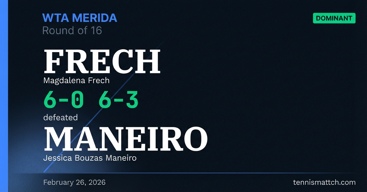 Magdalena Frech vs Jessica Bouzas Maneiro — WTA Merida 2026