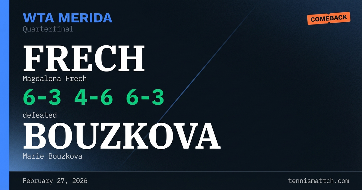 Magdalena Frech vs Marie Bouzkova — WTA Merida 2026