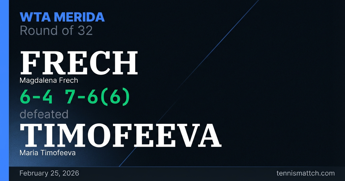 Magdalena Frech vs Maria Timofeeva — WTA Merida 2026