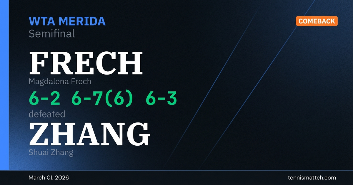 Magdalena Frech vs Shuai Zhang — WTA Merida 2026