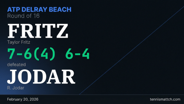 Taylor Fritz vs R. Jodar — ATP Delray Beach 2026