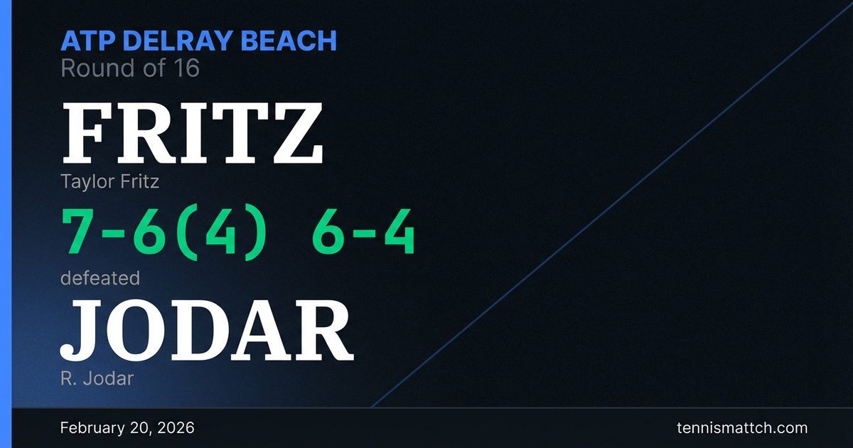 Taylor Fritz vs R. Jodar — ATP Delray Beach 2026