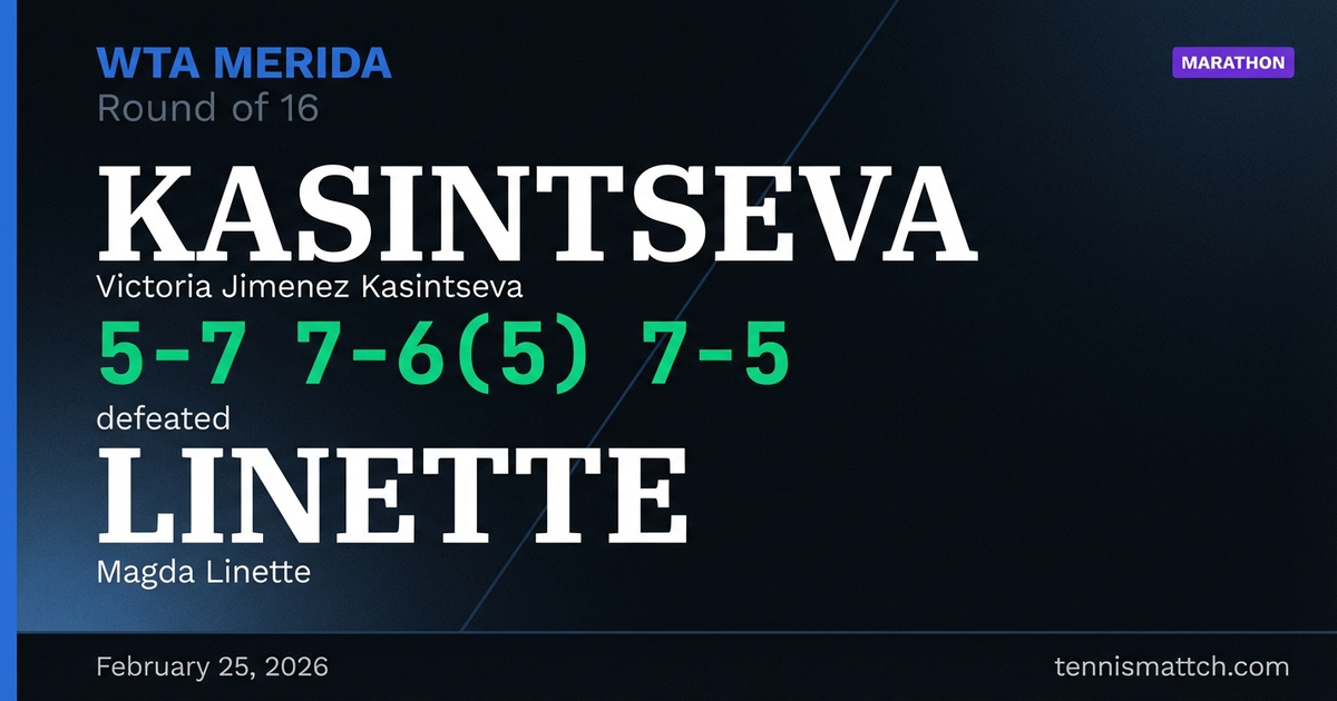Victoria Jimenez Kasintseva vs Magda Linette — WTA Merida 2026