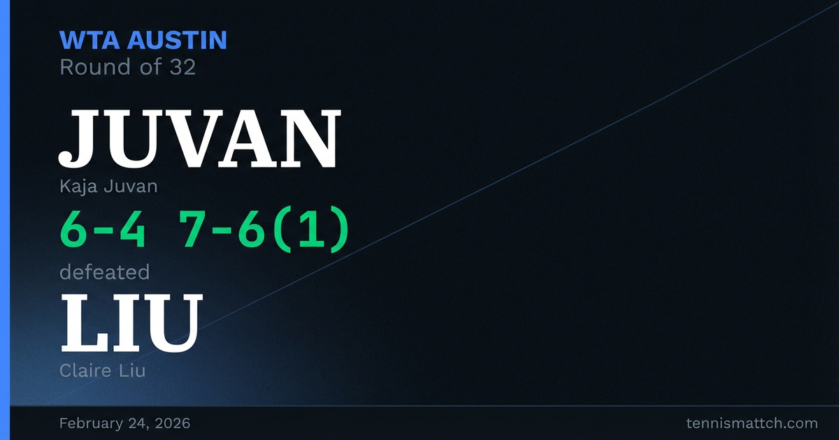 Kaja Juvan vs Claire Liu — WTA Austin 2026