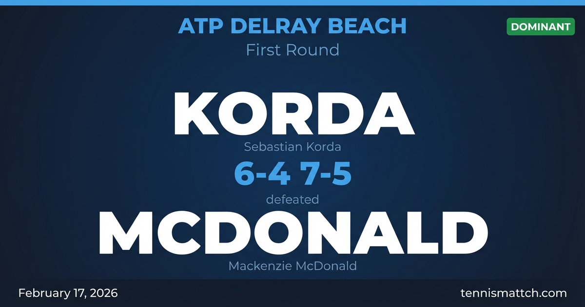 Sebastian Korda vs Mackenzie McDonald — ATP Delray Beach 2026