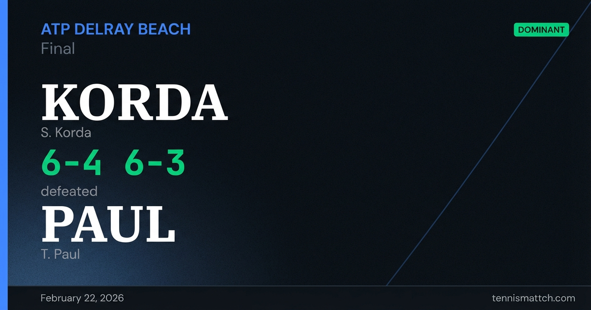 S. Korda vs T. Paul — ATP Delray Beach 2026