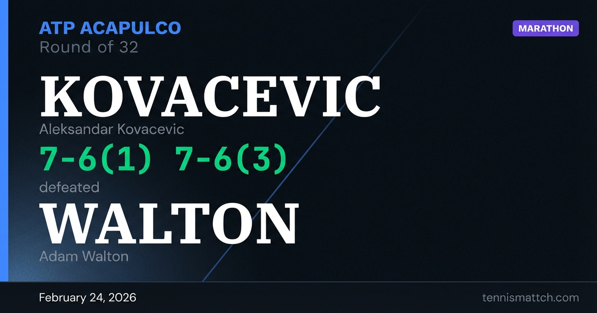 Aleksandar Kovacevic vs Adam Walton — ATP Acapulco 2026