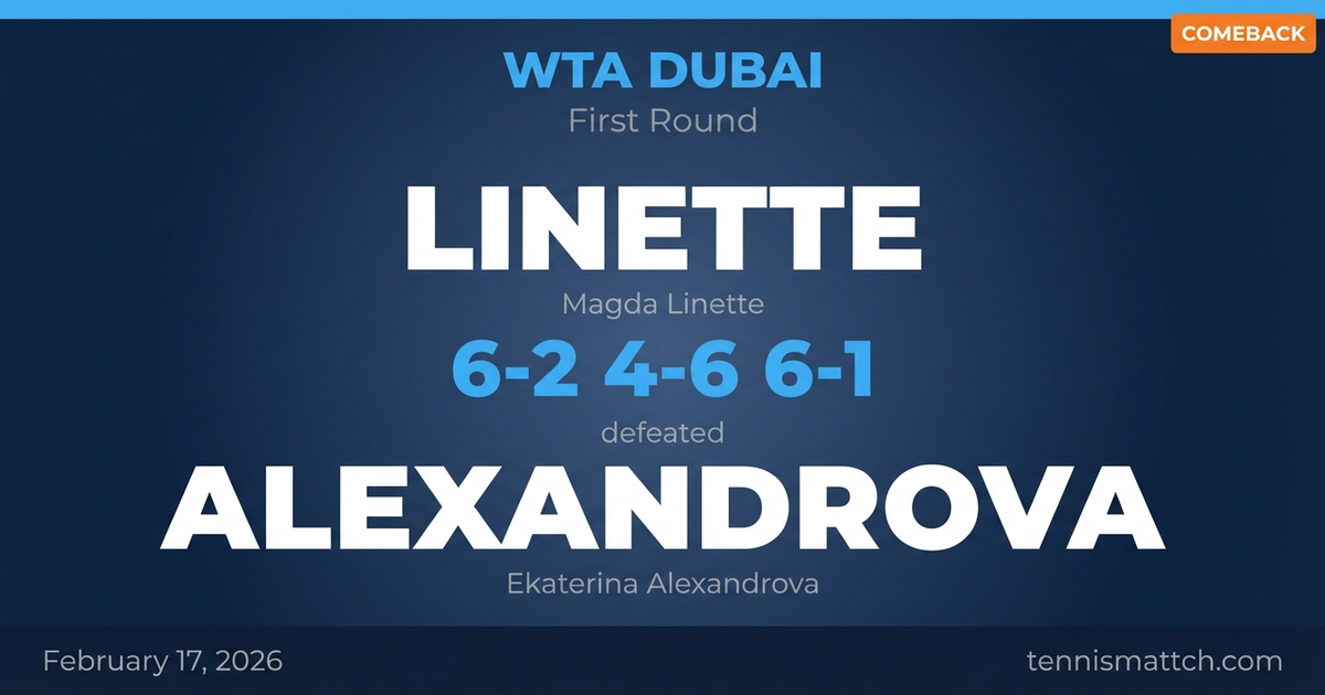 Magda Linette vs Ekaterina Alexandrova — WTA Dubai 2026