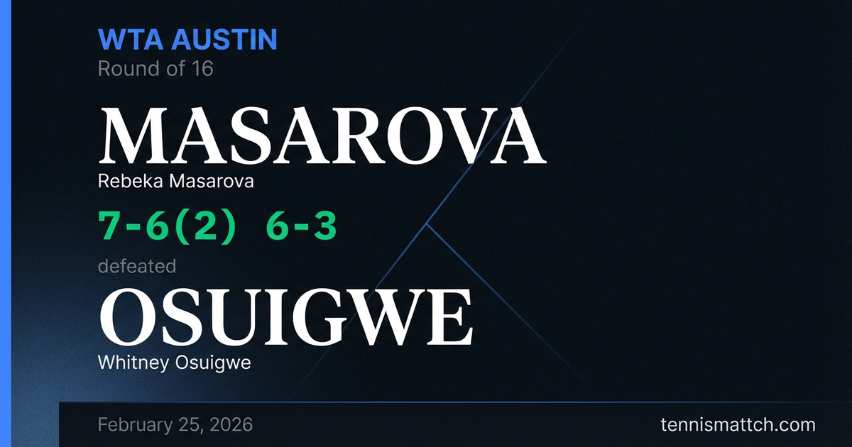 Rebeka Masarova vs Whitney Osuigwe — WTA Austin 2026