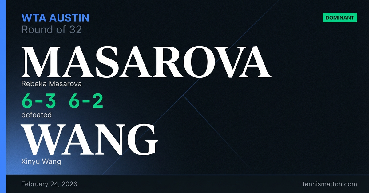 Rebeka Masarova vs Xinyu Wang — WTA Austin 2026
