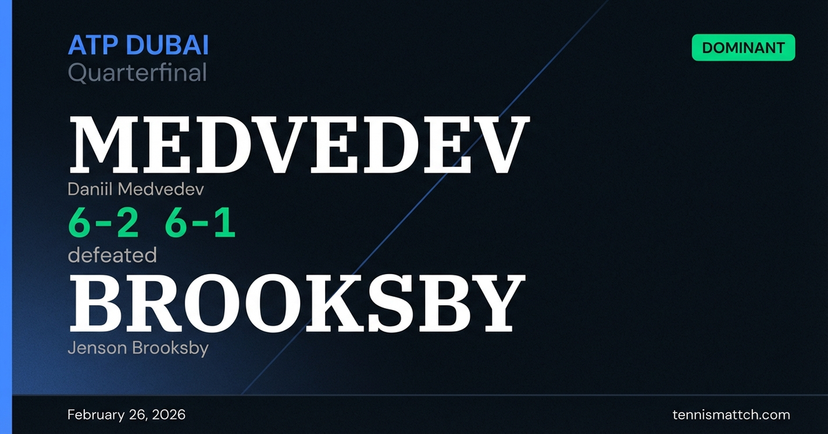 Daniil Medvedev vs Jenson Brooksby — ATP Dubai 2026