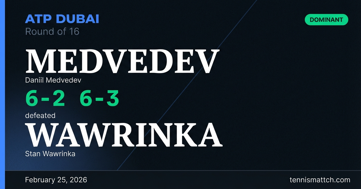 Daniil Medvedev vs Stan Wawrinka — ATP Dubai 2026