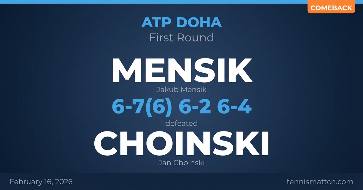 Jakub Mensik vs Jan Choinski — ATP Doha 2026