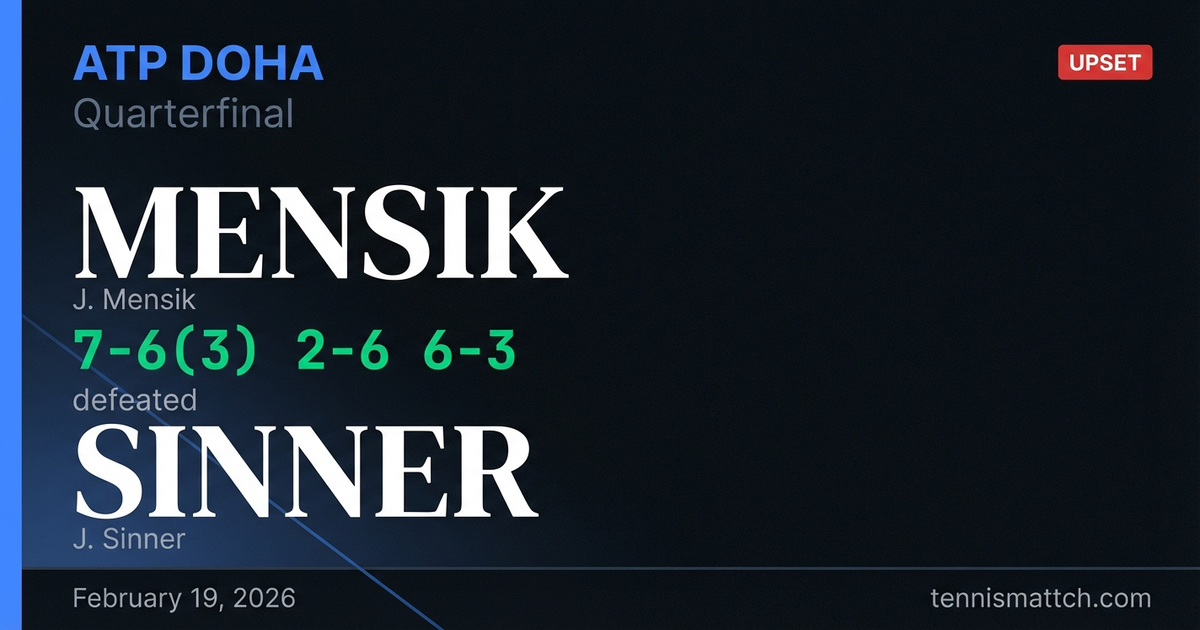 J. Mensik vs J. Sinner — ATP Doha 2026