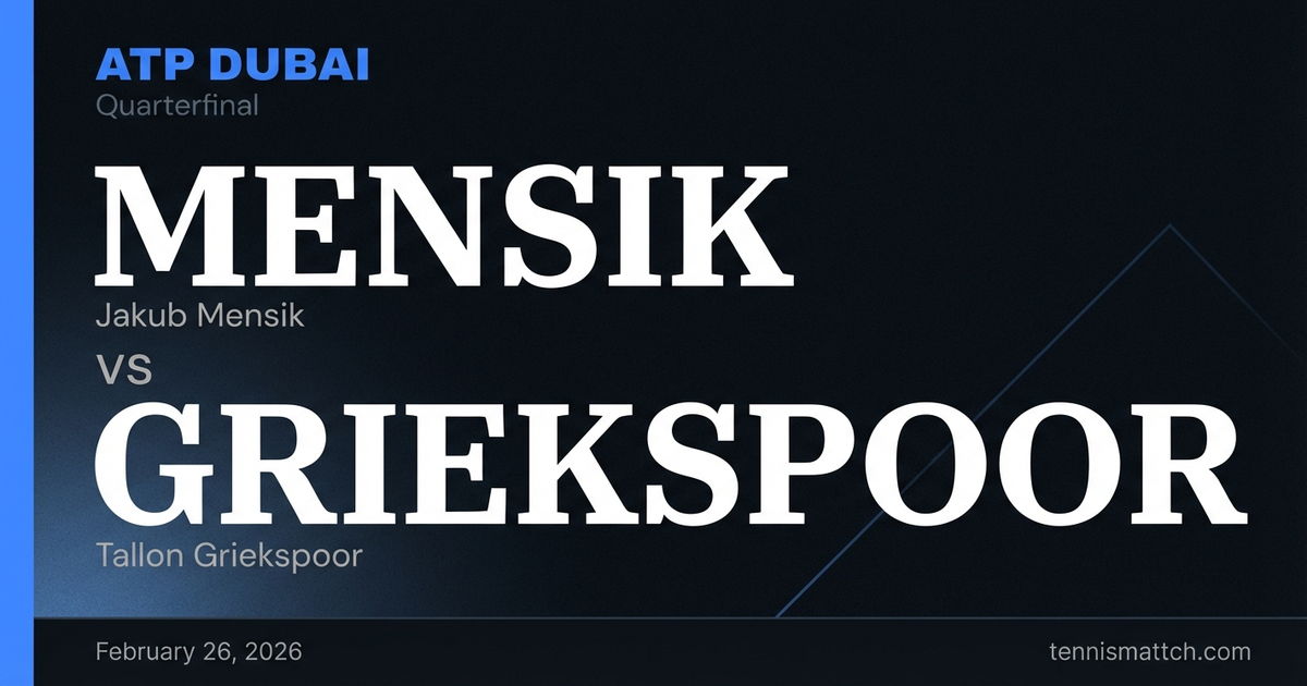 Jakub Mensik vs Tallon Griekspoor — ATP Dubai 2026 Preview