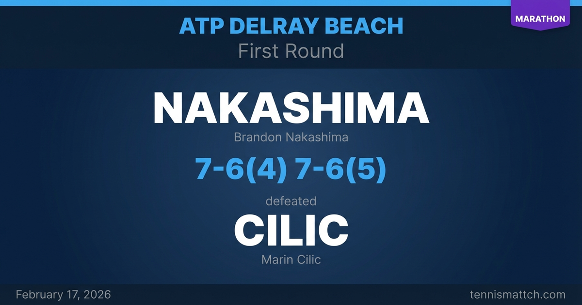 Brandon Nakashima vs Marin Cilic — ATP Delray Beach 2026