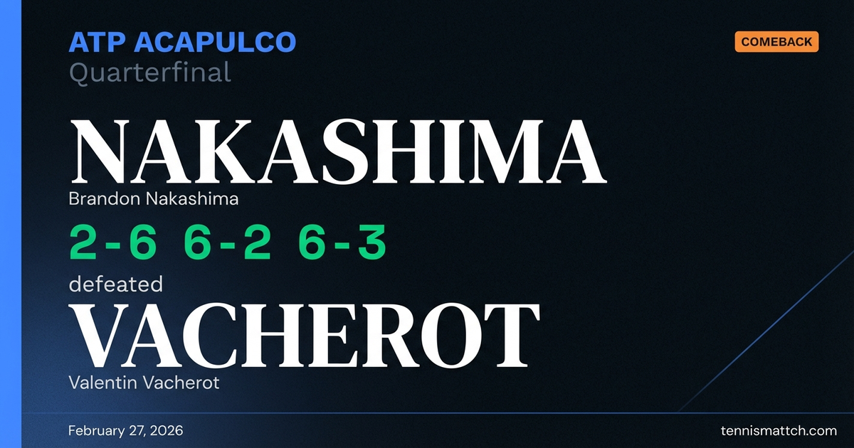Brandon Nakashima vs Valentin Vacherot — ATP Acapulco 2026