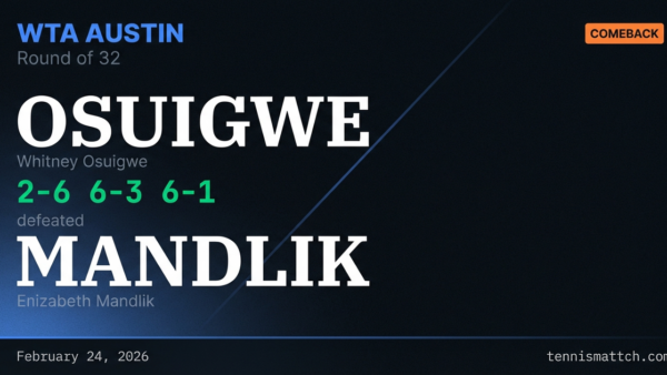 Whitney Osuigwe vs Elizabeth Mandlik — WTA Austin 2026