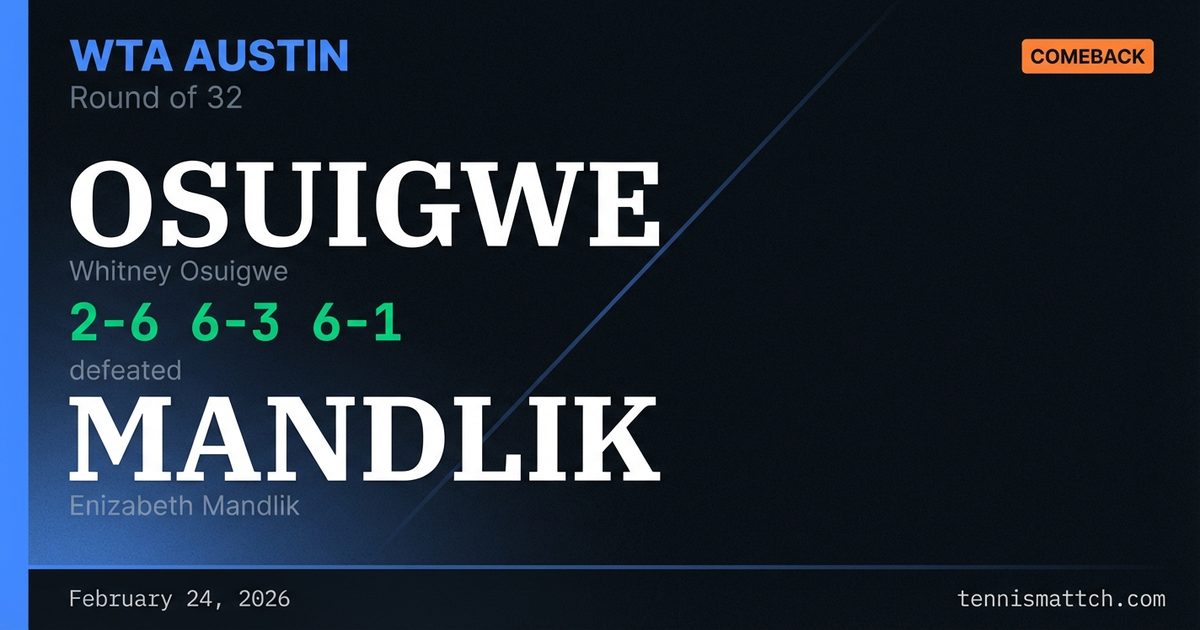 Whitney Osuigwe vs Elizabeth Mandlik — WTA Austin 2026