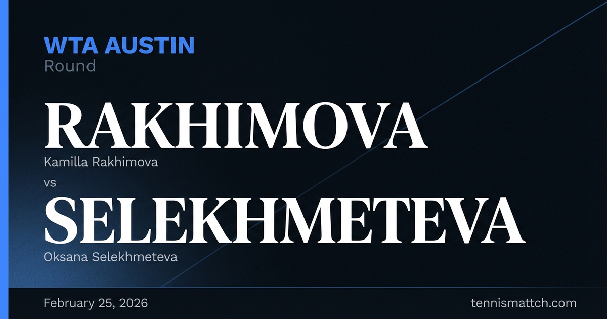 Kamilla Rakhimova vs Oksana Selekhmeteva — WTA Austin 2026 Preview
