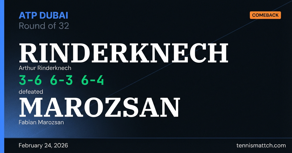 Arthur Rinderknech vs Fabian Marozsan — ATP Dubai 2026