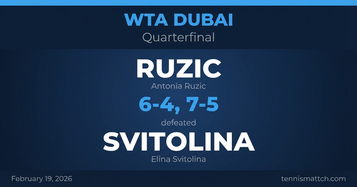 Antonia Ruzic vs Elina Svitolina — WTA Dubai 2026 Preview