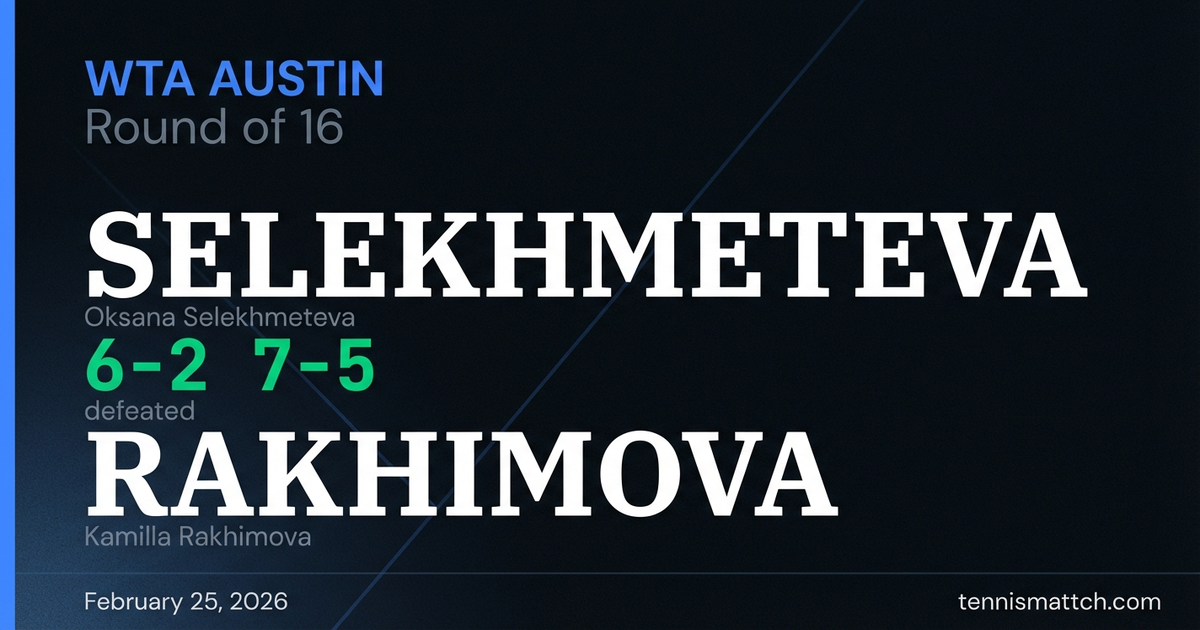 Oksana Selekhmeteva vs Kamilla Rakhimova — WTA Austin 2026