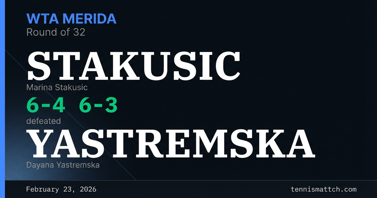 Marina Stakusic vs Dayana Yastremska — WTA Merida 2026