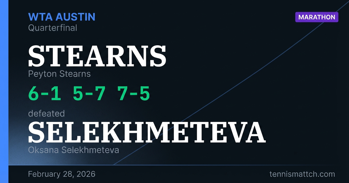 Peyton Stearns vs Oksana Selekhmeteva — WTA Austin 2026