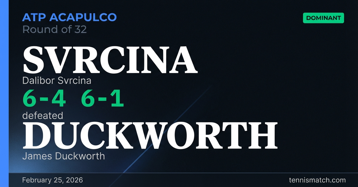 Dalibor Svrcina vs James Duckworth — ATP Acapulco 2026