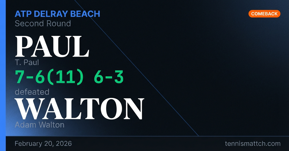 T. Paul vs Adam Walton — ATP Delray Beach 2026