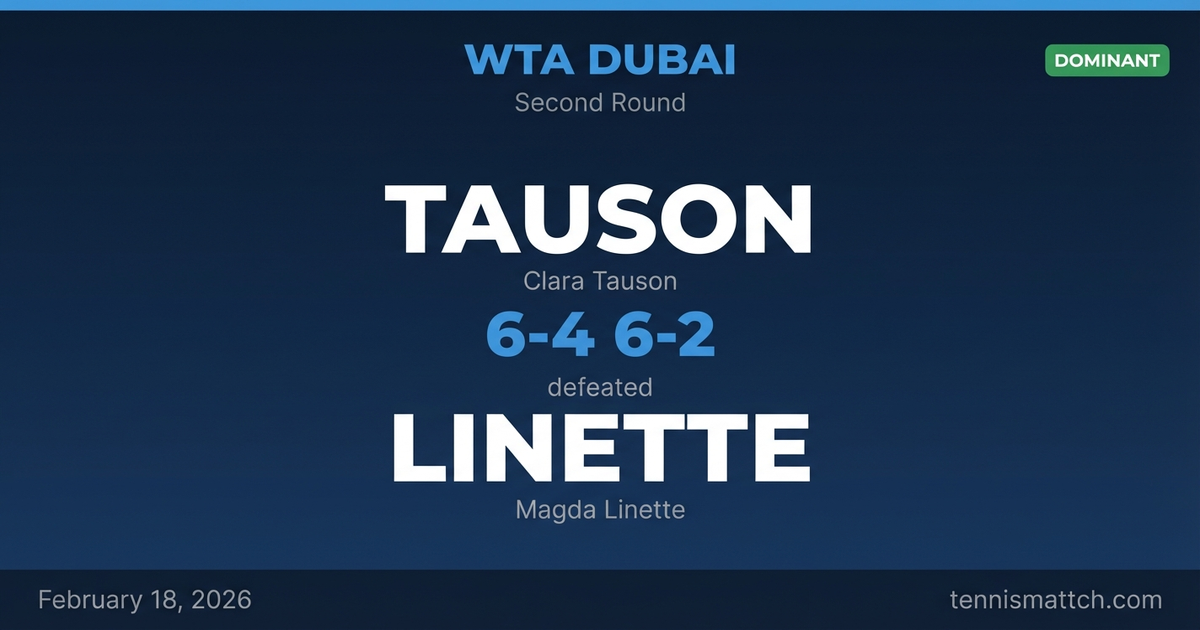 Clara Tauson vs Magda Linette — WTA Dubai 2026
