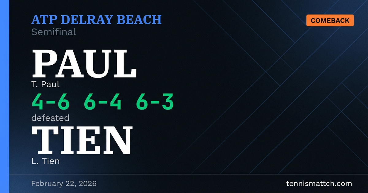 T. Paul vs L. Tien — ATP Delray Beach 2026