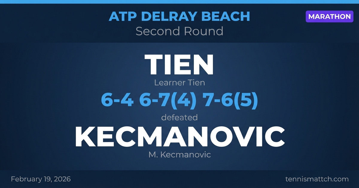 Learner Tien vs M. Kecmanovic — ATP Delray Beach 2026