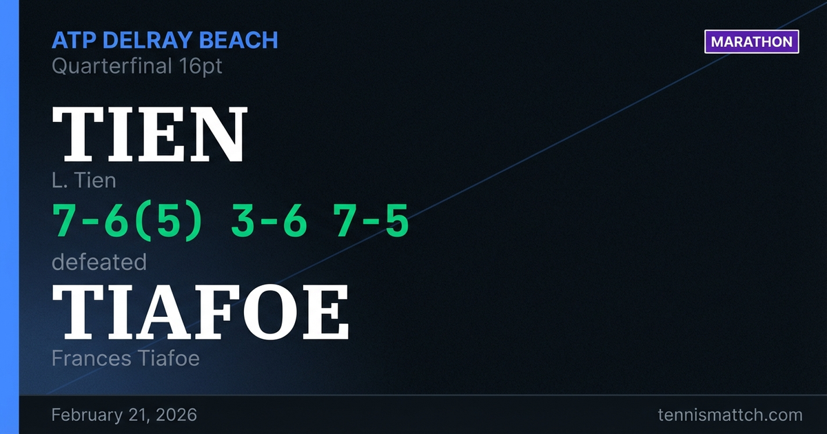 L. Tien vs Frances Tiafoe — ATP Delray Beach 2026