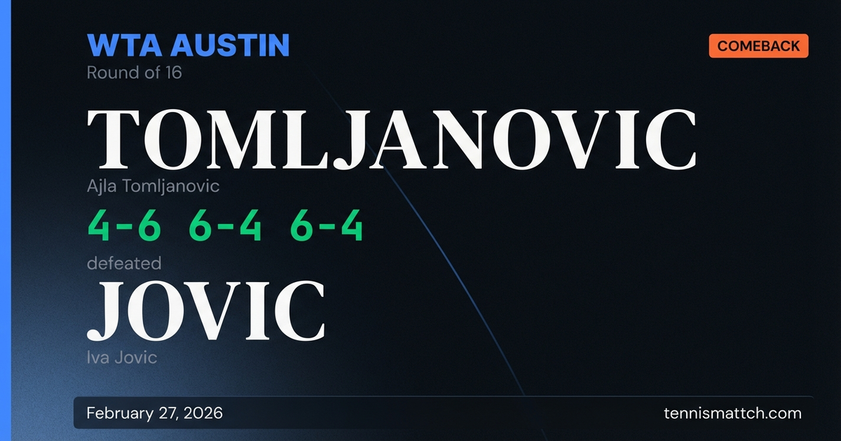 Ajla Tomljanovic vs Iva Jovic — WTA Austin 2026