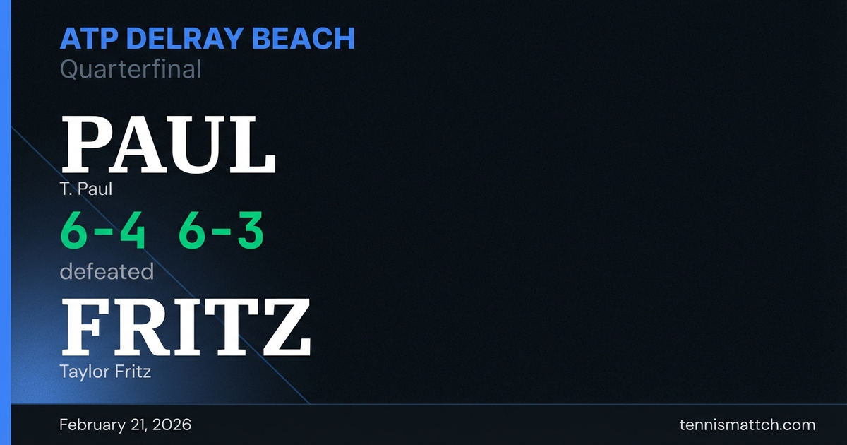 T. Paul vs Taylor Fritz — ATP Delray Beach 2026