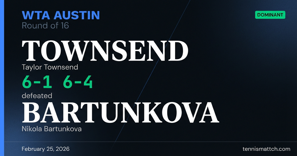 Taylor Townsend vs Nikola Bartunkova — WTA Austin 2026