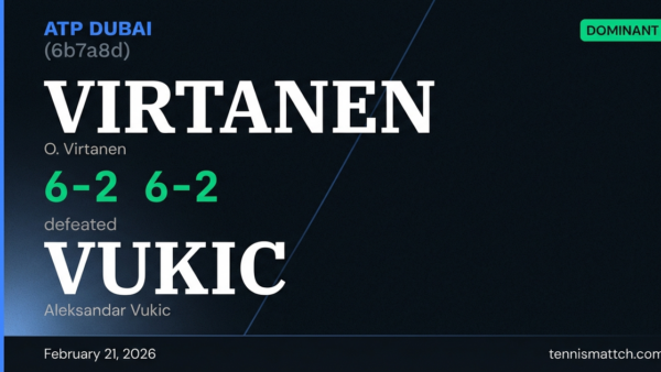 O. Virtanen vs Aleksandar Vukic — Dubai 2026