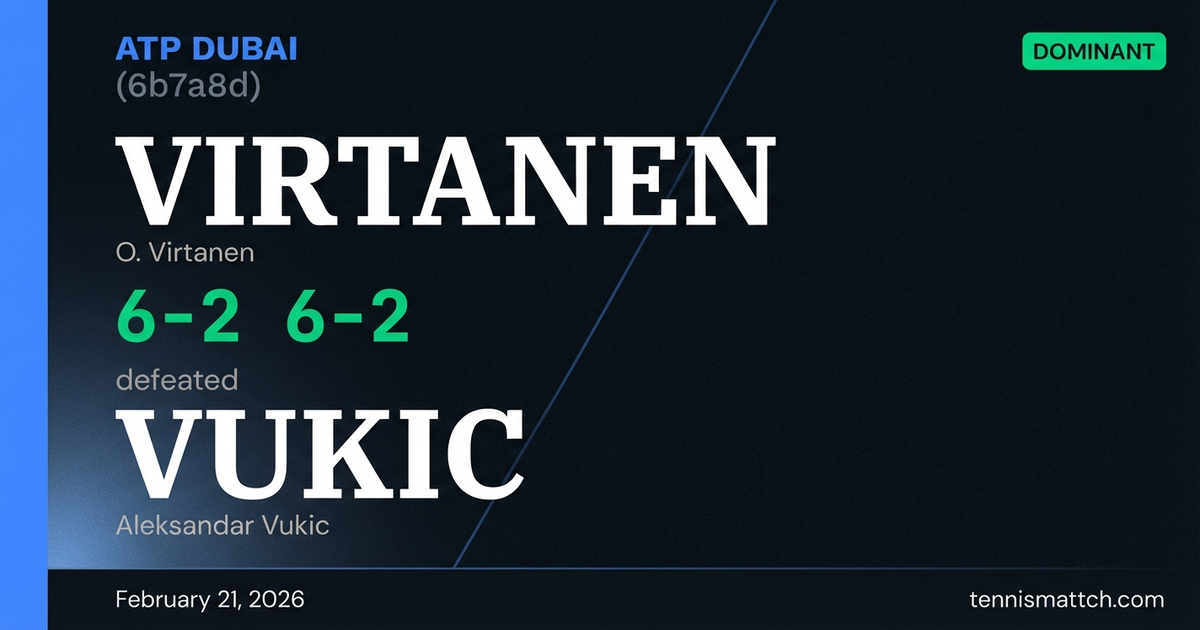 O. Virtanen vs Aleksandar Vukic — Dubai 2026