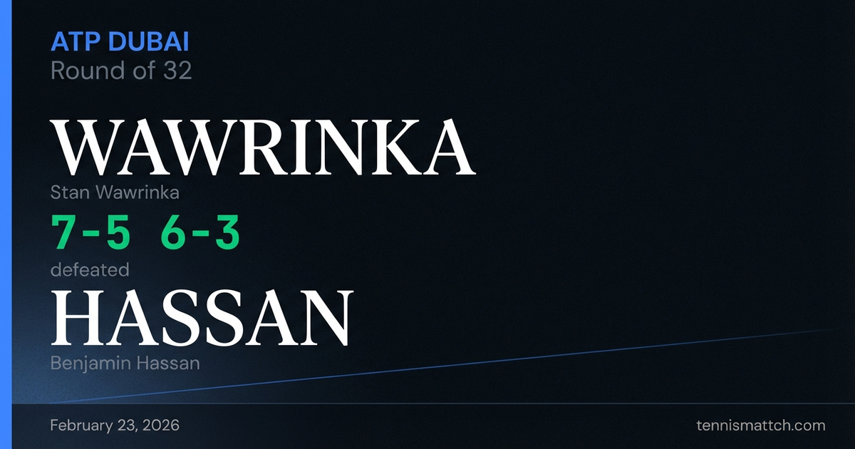 Stan Wawrinka vs Benjamin Hassan — ATP Dubai 2026